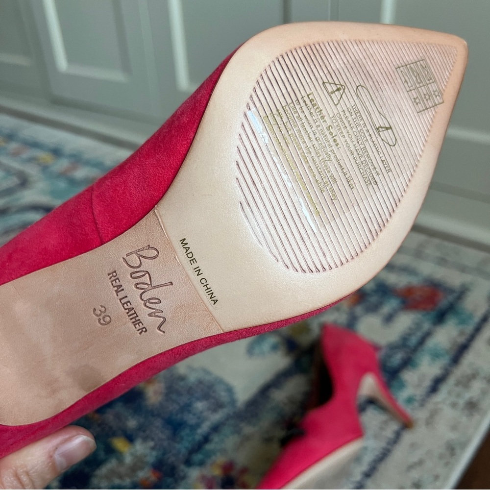 Boden Pink Suede Eleanor Pointed Toe Kitten Heels with Black Bow size 39 - Picture 6 of 9